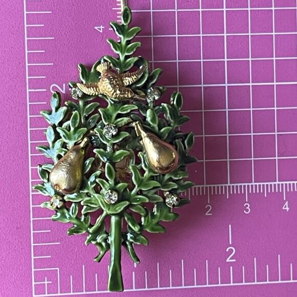 Vintage Christmas Tree Brooch Signed Original By Robert Partridge In A Pear Tree - Picture 4 of 8